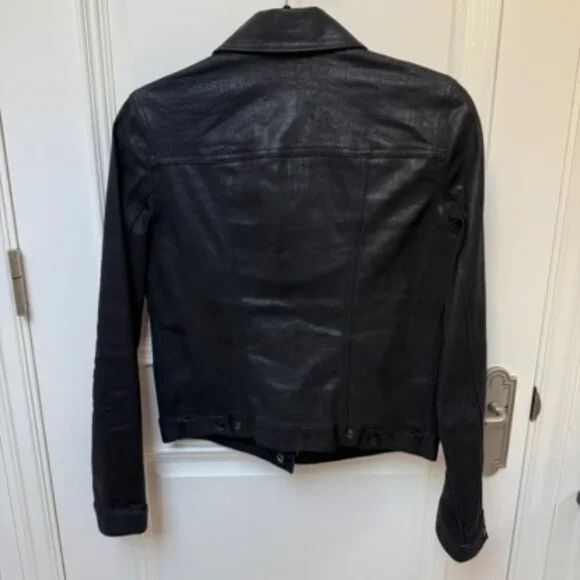 Marc by Marc Jacobs Black Waxed Denim Studded Jacket Women’s XS - Picture 4 of 7